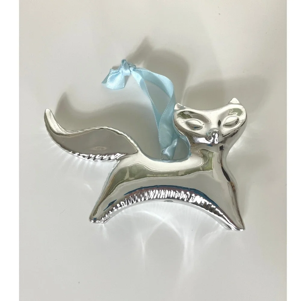 Jonathan Adler Silver Fox Ornament With Box Gifts Holidays Collectible